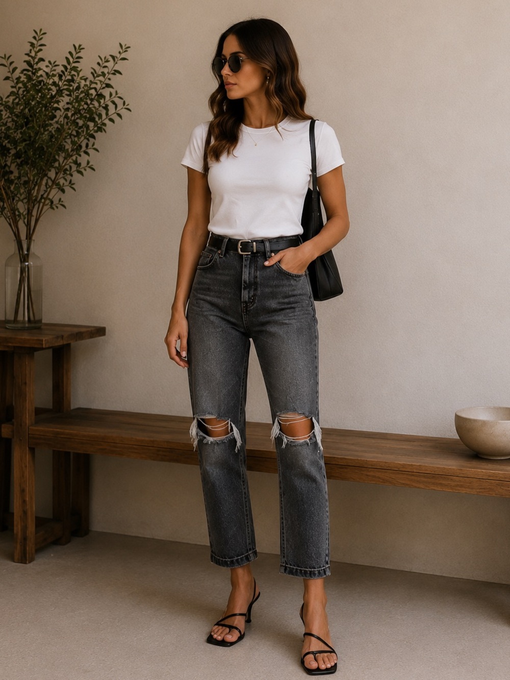 TOPSHOP DISTRESSED HIGH WAIST MOM JEANS **petite**
